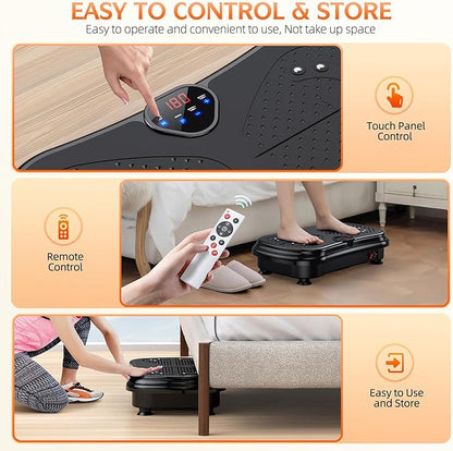 Vibration Plate Exercise Machine Weight Loss, Full Body Vibration Plate for Lymphatic Drainage, 180 Adjustable Speeds Vibrating Plate 400 Lbs Capacity Fitness Platform for Women Men