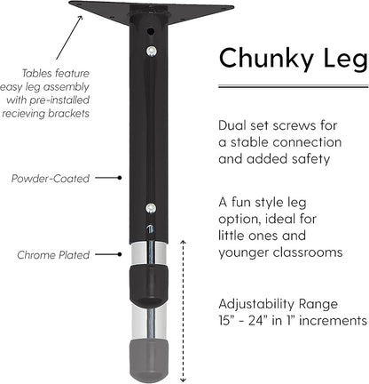 Factory Direct Partners FDP Rectangle Activity School and Classroom Kids Table (30 x 72 inch), Chunky Toddler Leg, Adjustable Height 15-24 inches - Maple Top and Maple Edge