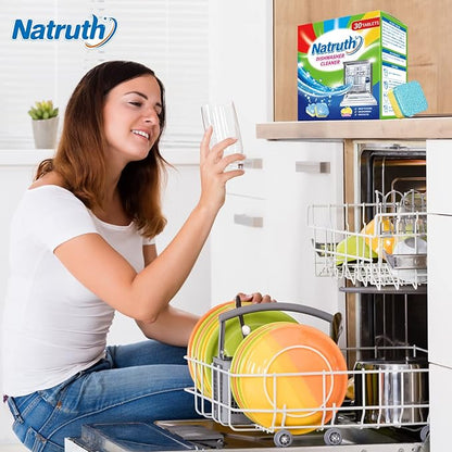 NATRUTH Dishwasher Cleaner And Deodorizer Tablets -30 Pack for Deep Cleaning, Deodorizing & Protecting, Prevents Buildup.Heavy Duty And Septic Safe.Clean Dish Washer For Limescale, Odor, Smell (Lemon)