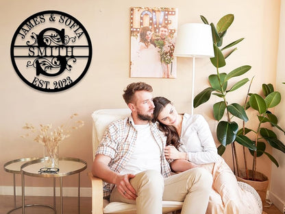 Custom Name Sign Initial Split Letter Monogram Sign Wedding Housewarming Gift