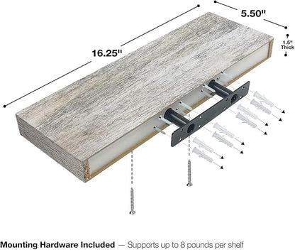 Sorbus Floating Shelves - 3 Pack 16 Inch Rustic Grey Blue Rustic Wall Shelves for Bedroom, Kitchen, Living Room, Bathroom Shelves, Home Decor, Office - Floating Shelf for Trophies, Frames
