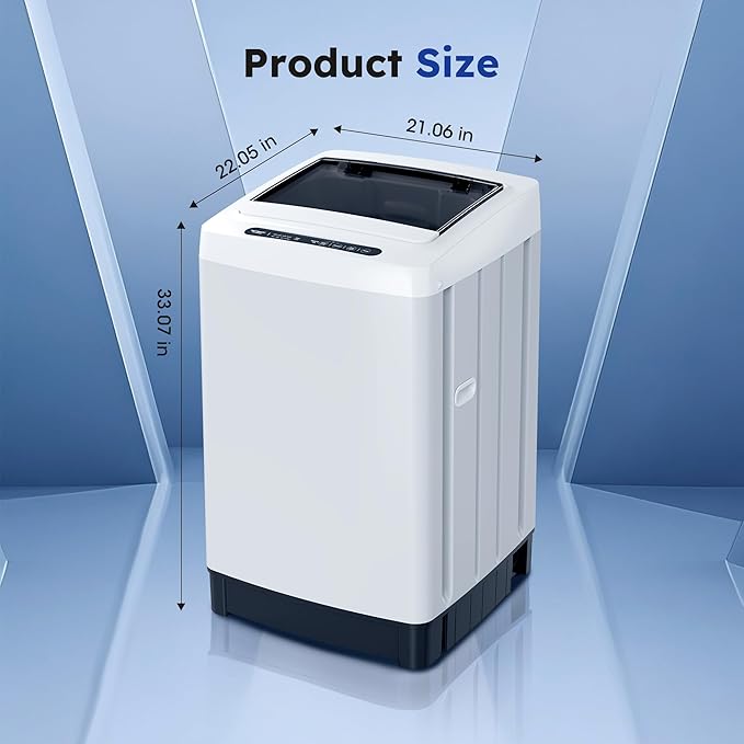 Compact Top-Load Washing Machine, Full-Automatic 1.5 Cu.ft Washer with 10 Water Levels & 8 Wash Programs for Apartment, Home, Dorm and RVs