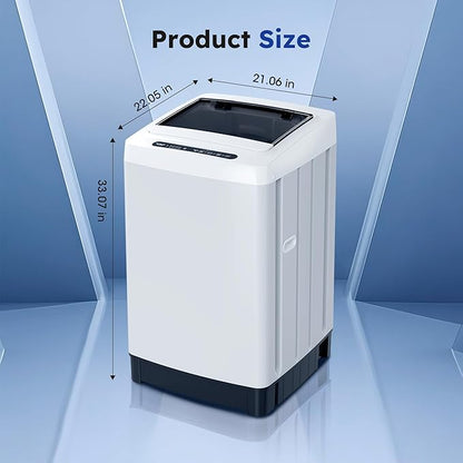 Compact Top-Load Washing Machine, Full-Automatic 1.5 Cu.ft Washer with 10 Water Levels & 8 Wash Programs for Apartment, Home, Dorm and RVs