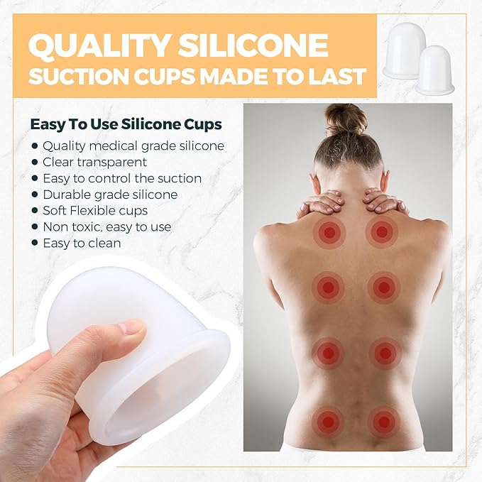 TrelaCo 12 Pcs 2 Size Cupping Therapy Set Silicone Anti Cellulite Cupping Kit for Massage Therapy Cupping Therapy Set Vacuum Suction Cup for Arthritis Relief, Pain Reduction Adults Home Use (White)
