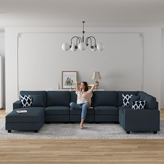 L Lengend Vansen Modular Sectional Sofa U Shaped Couch with Ottoman Modern Reversible Corner Sectional Couch for Living Room (Charcoal, U Shaped Sofa-5)