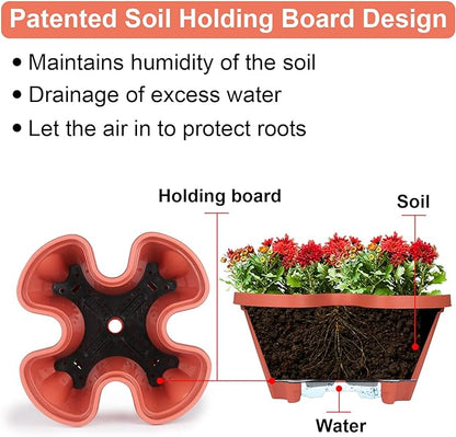 Vertical Planter 6 Tier Stackable Planters Garden Planters Strawberry Herb Flower and Vegetable Planter Indoor Outdoor Gardening Pots with Removable Wheels and Tools