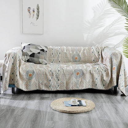Boho Muslin Blanket for Adults 4-Layer Gauze Twin Size Soft Cozy 100% Cotton Summer Cooling Blanket Striped Decor for Sofa Bed Coverlet Both Sides (A Boho Stripe, Twin 60 x 80 in)