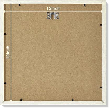 Vittanly 12x12 Picture Frames Set of 9, Shatter Resistant Plexiglass, Display 8x8 Pictures with Mat or 12x12 without Mat, Photo Frames for Wall Mount, Engineered Wood, Whitemist