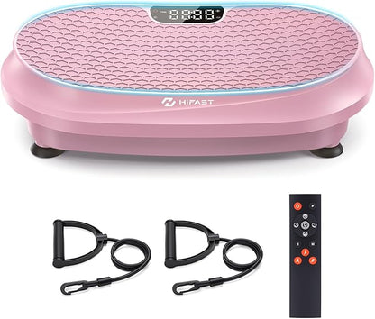 Curved Vibration Plate Exercise Machine, Vibrating Plate 400 lbs Capacity with 9 Auto Modes and 120 Adjustable Speeds, Large LED Display, Touch and Remote Control, Vibration Platform for Home