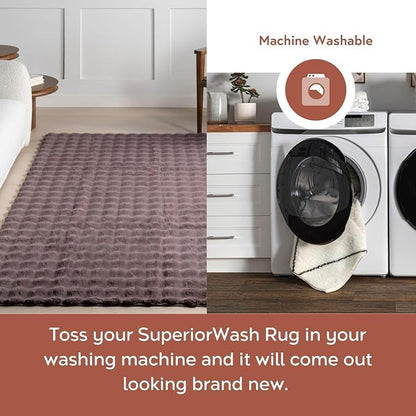 nuLOOM Jeni Checkered 7'6" x 9'6" Machine Washable Area Rug for Living Room Bedroom Dining Room Kitchen, Dark Brown