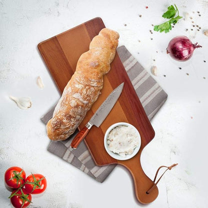 AIDEA Acacia Wood Cutting Board with Handle, Wooden Cheese Board Charcuterie Boards for Bread, Meat, Fruits, Cheese and Serving, Food Serving Tray for Kitchen, 17 x 6 inch