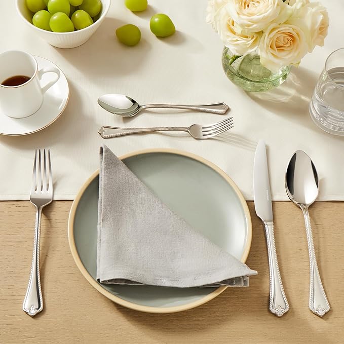 KINGSTONE Silverware Set, 40-piece 18/10 Stainless Steel Flatware Set Cutlery Set for 8, for Kitchen, Home, Wedding, Party, Mirror Polished and Dishwasher Safe, Featured Gifts