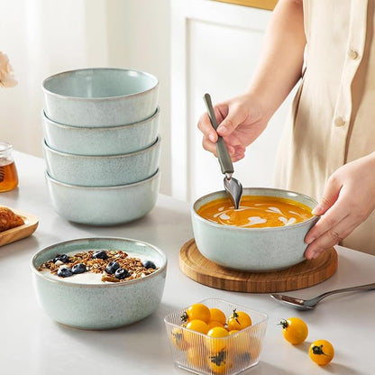 vancasso ANYA 18 Pieces Plates and Bowls Set, Mint Green Dinnerware Sets, Reactive Glaze Dishes Set for 6, Ceramic Dishware Sets Kitchen Dinner Set, Microwave & Dishwasher Safe