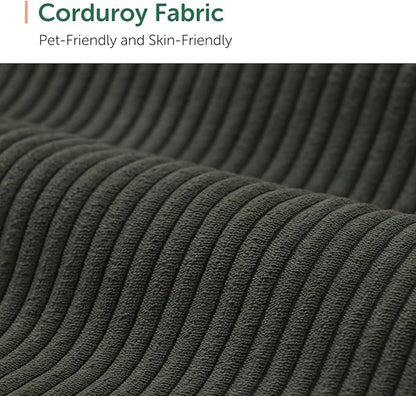 HONBAY Corduroy Sectional Couch with Storage U Shaped Sectional Sofa Modular Sectional Couches for Living Room, Green