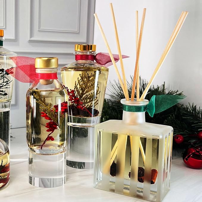 LOVSPA Reed Diffuser Set, Peppermint Bark Scented Oil Diffuser with Sticks, Home Fragrance Accessories for Bathroom Shelf Decor, Aroma Diffusers for Home or Office Desk, USA Made