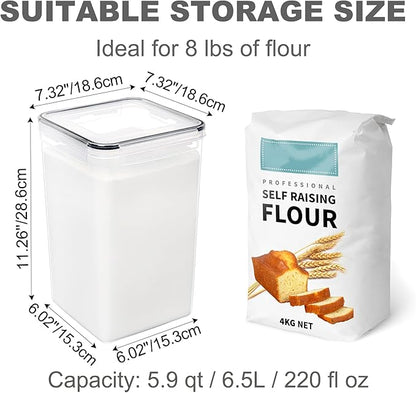 Large Food Storage Containers with Lids Airtight 6.5L / 5.9 quart, for Flour, Sugar, Baking Supply and Dry Food Storage, PANTRYSTAR 2PCS BPA Free Plastic Canisters for Kitchen Pantry Organization