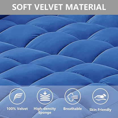 3 in 1 Convertible Sleeper Sofa Bed,Futon Loveseat Couch with Pull-Out Bed & Adjustable Backrest,Velvet Fabric Sofa with Side Pocket for Small Apartment, Living Room, Office (Blue)