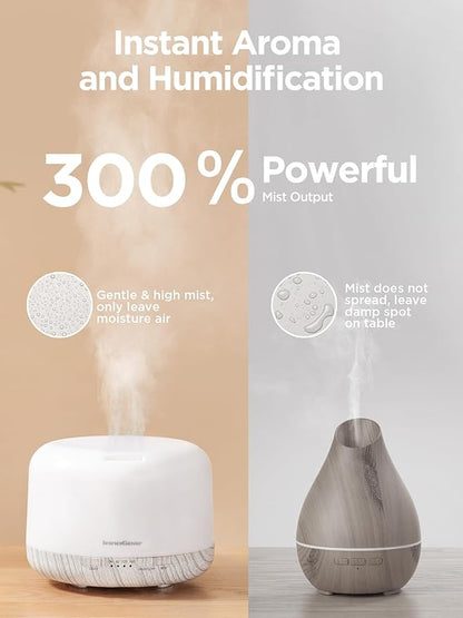 InnoGear 500ml Essential Oil Diffuser with Remote Control, Premium Ultrasonic Aromatherapy Diffusers Scent Humidifier Vaporizer Auto-Off Timer for Large Room Home, White