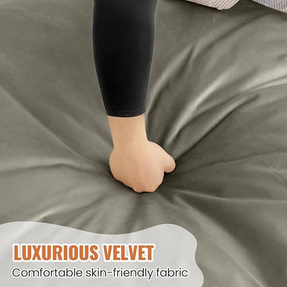 4FT Bean Bag Chair: Bean Bag with Velvet Cover, Fluffy and Comfy Bean Bag Chairs for Adults and Kids, Bean Bag Sofa Filled with High-Density Sponge for Gaming (Dark Grey)