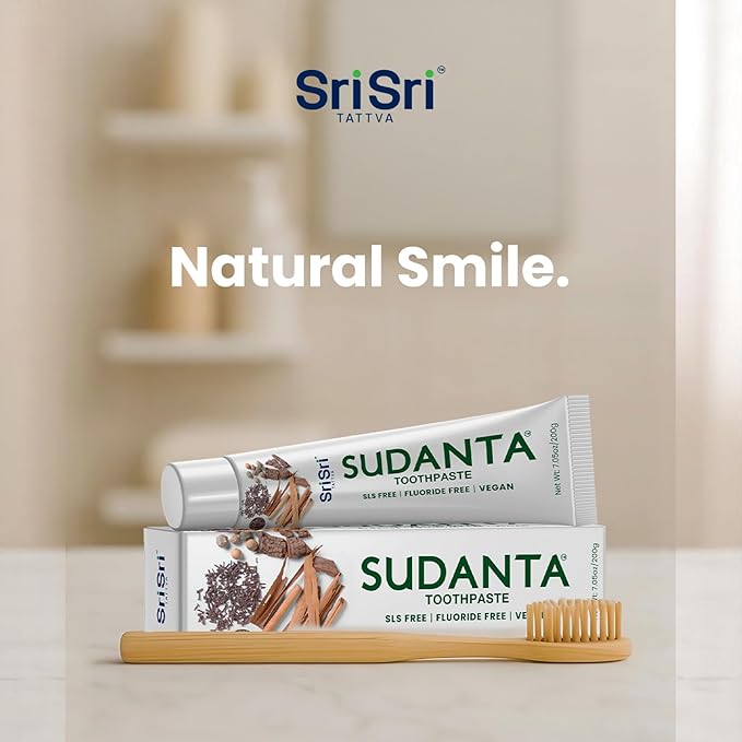 Sri Sri Tattva Sudanta Herbal Toothpaste for Oral Care Protection - Fluoride Free Ayurvedic Toothpaste to Strengthen Teeth and Gums Without Causing Sensitivity - All Natural (200g) Pack of 2
