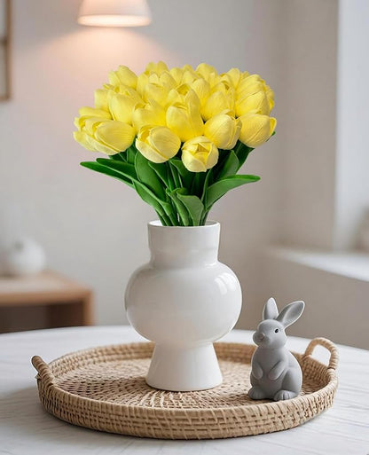 15pcs Artificial Tulips Flowers Real Touch Latex Bouquet Fake Tulips for Office Wedding Party Home Kitchen Garden Decoration