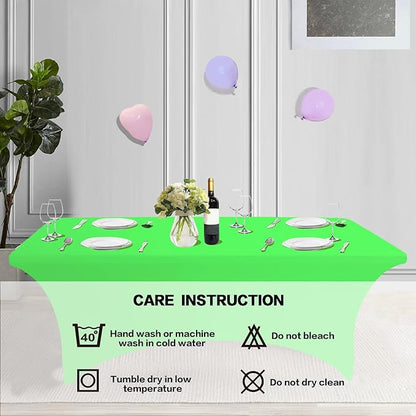 IVAPUPU 6FT Table Cloth for Rectangular Fitted Events Stretch Green Table Covers Washable Cover Spandex Tablecloth Protector for Party, Wedding, Cocktail, Banquet, Festival