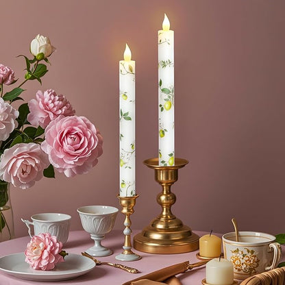 Lemon Flameless Taper Candles with Remote and Timer Flickering Flame Battery Operated Taper Candles for Home Bedroom Wedding Party Fall Christmas Summer Decor 9.6"