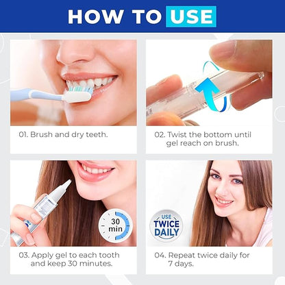 Luelli Teeth Whitening Pen, 20+ Uses - Travel Size Professional Tooth Whitener Serum, Extra Strength Organic Teeth Bleaching Gel for Sensitive Teeth, Instant Stain Removal, Simply White Smile, 4 Count