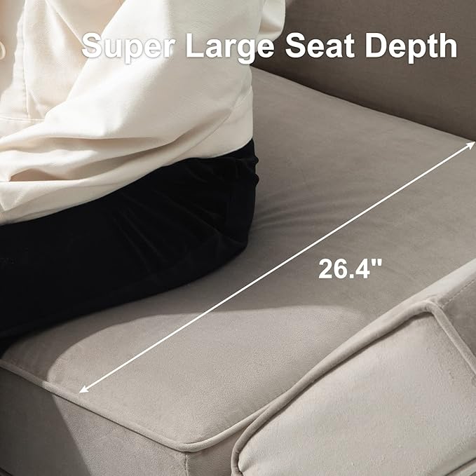 Belffin Modular Sofa Couch with Storage Seats Velvet 3 Seater Sofa for Living Room Grey