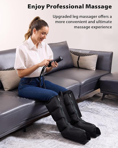 CINCOM Leg Massager for Circulation and Pain Relief, Air Compression Massager for Foot and Leg Helpful for Lymphedema Edema Restless and Relaxation Birthday Gift for Women Men