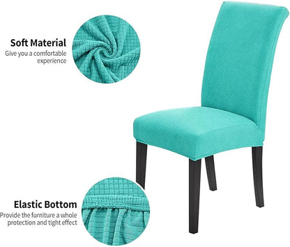 Joccun Chair Covers for Dining Room Set of 2, Dining Chair Slipcovers Stretch Dining Room Chair Covers Seat Protector,Washable Parsons Chair Cover for Home,Hotel(Turquoise,2 Pack)