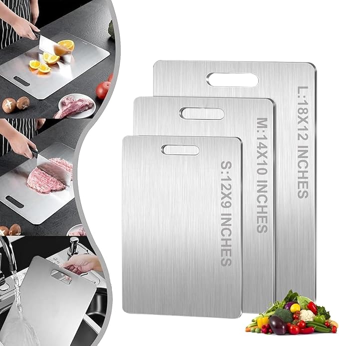 Titanium Cutting Board, 100% Pure Titanium Cutting Boards for Kitchen, Double Sided Food-Grade Chopping Board - Dishwasher Safe Easy to Clean (14"L x 10"W)