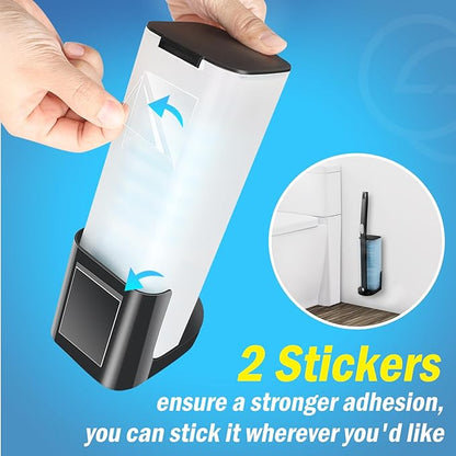squish Disposable Toilet Brush with 16 Refills, Wall-Mounted No-Drill Adhesive Holder, Toilet Cleaning Kit for Bathroom - Space-Saving & Easy to Use