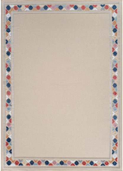 Beverly Rug Outdoor Rug 10x14 Modern Bordered Large Area Rugs for Indoor and Outdoor Patio Easy to Clean Non Shedding Living Room Porch Garden Washable Outside Carpet (10 x 14 Beige)