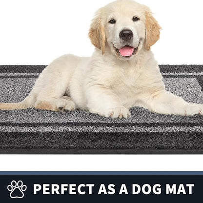 PURRUGS Dirt Trapping Door Mat 24" x 84", Non-Slip/Skid Machine Washable Entryway Rug, Shoes Scraper, Area Rug, Super Absorbent Welcome Mat for Muddy Wet Shoes and Paws, Light Grey & Dark Grey
