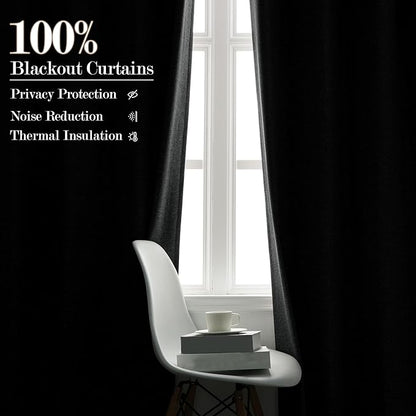 Room Divider Curtains Screen Partitions, Linen Look 100% Blackout Drapery 108 Inches Long, 100" Wide Pinch Pleated Window Drapes, Privacy Protecting, Light Blocking, (1 PC, Mid Grey)