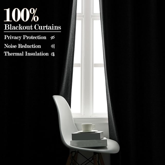 Mid Grey Pinch Pleat 100% Blackout Drapes Linen Blend, Room Divider, Room Darkening, Energy Saving, Furniture Protecting, Light Blocking Extra Wide Privacy Curtains, 200Wx102L, 1 PC