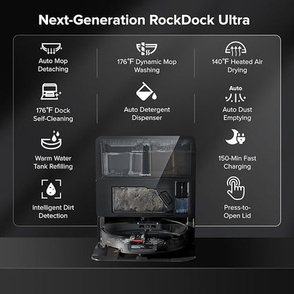 roborock Saros 10 Robot Vacuum and Mop, 22,000Pa Suction, AI Obstacle Avoidance, 3.14-inch Ultra Thin, Intelligent Dirt Detection, Zero Tangling Main Brush, Hot Water Mop & Dock Self Cleaning