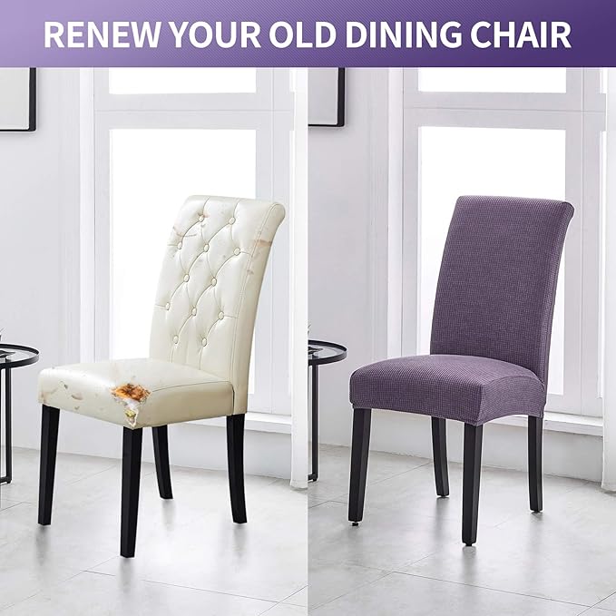 Joccun Chair Covers for Dining Room Set of 4,Dining Chair Slipcovers Stretch Dining Room Chair Covers Seat Protector,Washable Parsons Chair Cover for Home,Hotel(Grapeade,4 Pack)