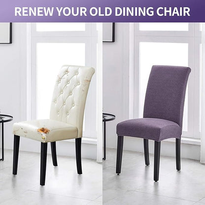 Joccun Chair Covers for Dining Room Set of 6,Dining Chair Slipcovers Stretch Dining Room Chair Covers Seat Protector,Washable Parsons Chair Cover for Home,Banquet(Grapeade,6 Pack)