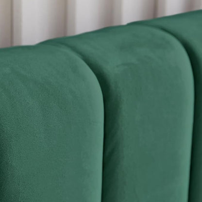 Livinia Queen Size Elton Velvet Platform Bed, Upholstered Bed Frame with Vertical Channel Tufted Headboard Footboard, Strong Wood Slats, No Box Spring Needed, Green (Queen)