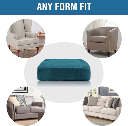 H.VERSAILTEX Velvet Stretch Couch Cushion Cover Plush Cushion Slipcover for Chair Cushion Furniture Protector Seat Cushion Sofa Cover (1 Piece Armchair Cushion Covers, Deep Teal)