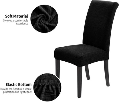 Joccun Chair Covers for Dining Room Set of 6, Dining Chair Slipcovers Stretch Dining Room Chair Covers Seat Protector,Washable Parsons Chair Cover for Home,Hotel,Banquet(Black,6 Pack)