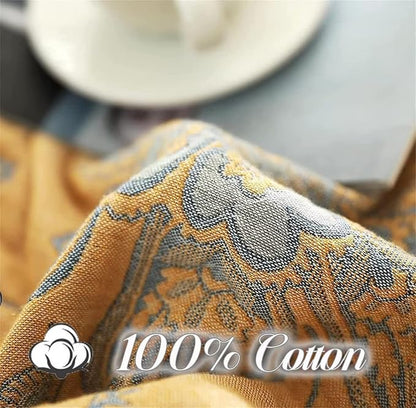 Boho Throw Blanket 100% Cotton Blankets, Super Soft Cozy Warm Blanket, Cotton Quilted Blankets, Versatile KnitWoven Blanket for Couch Sofa Bed Home Decor and Living Room, 78''Wx 90''L