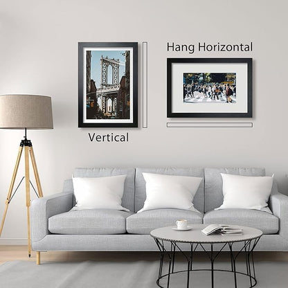 VCK 12x18 Inch Solid Wood Poster Frames with Wall Mounting Hanging Picture Frame Set of 3 Black