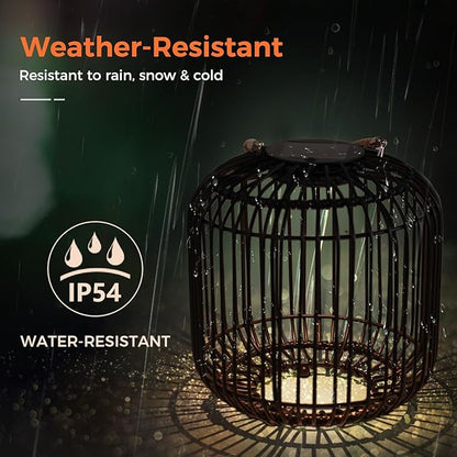 Solar Yard 2-Pack Outdoor Solar Lamp, Water-Resistant Lights for Outside Hanging Lantern Table Lamp Lights Decoration for Garden, Yard, Patio, Porch, Trees, Pathway, Black