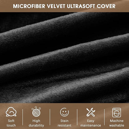 Bean Bag Chairs for Adults - Memory Foam Furniture BeanBag Chair - Kids/Teens Sofa with Soft Micro Fiber Cover - Round Fluffy Couch for Living Room Bedroom College Dorm - Carbon Black