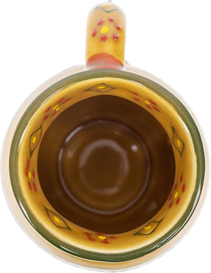 Encantada Handmade Hand-Painted Authentic Mexican Pottery Mugs (2-pack, Gold)
