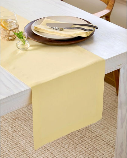 Solino Home Linen Table Runner 36 Inches - 100% Pure Linen Golden Straw Table Runner 14 x 36 Inch Ideal for Dresser and Coffee Tables - Fall, Autumn, Thanksgiving - Fete
