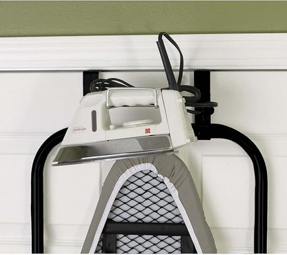Household Essentials Over-The-Door Ironing Board with Iron Holder | Compact, Self-Closing Design with Cotton Cover and Padding | Space-Saving Ironing Board for Dorms, Apartments, and Small Spaces